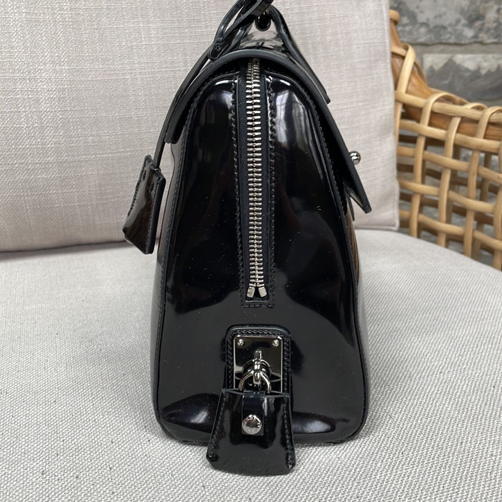 Prada Black Patent Leather Top-Handle Bag - Picture 3 of 11